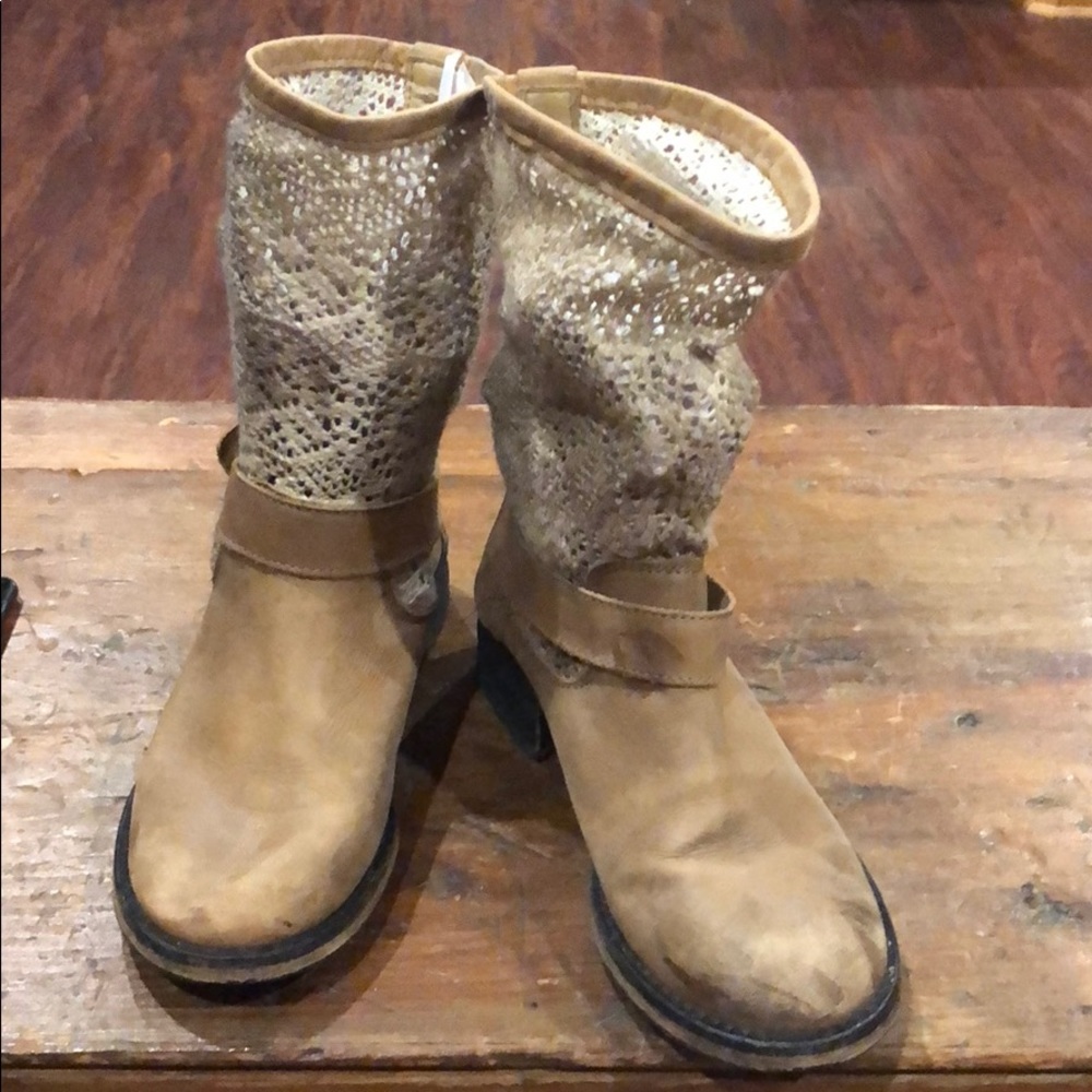 Free People Leather/Lace Bootie